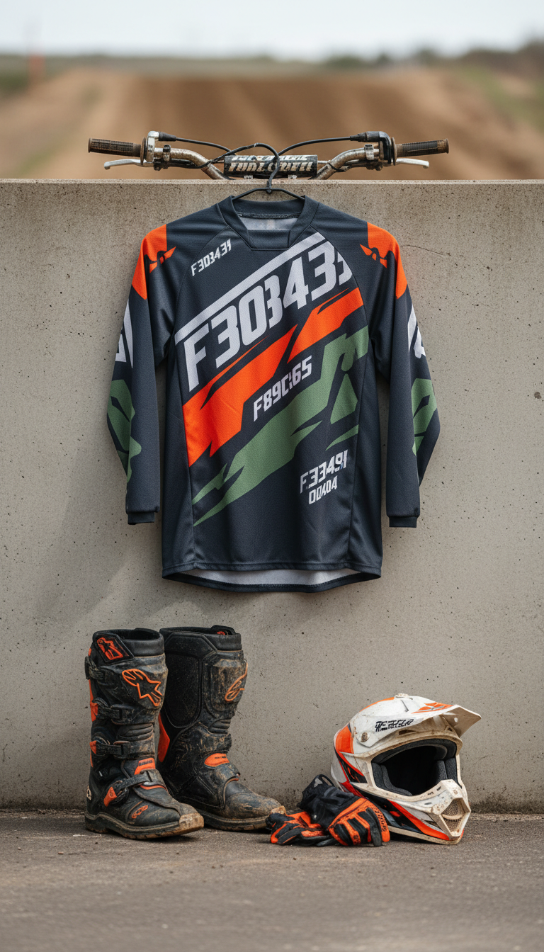 Motocross jersey with bold graphic wrap